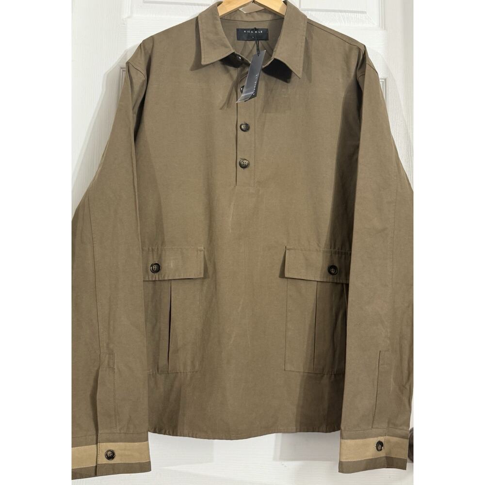 New RICHIE LE Collection CARGO SHIRT Jacket Pullover Tan RLC22-028 Size L Large